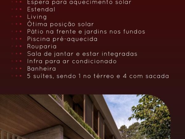 Magnífica Casa com 4 Suites, Jardim Suspenso, Piscina, 4 Vagas de Garagem,em Porto Belo